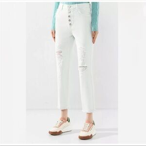 J Brand HYDROSPHERE Heather Destruct High-Rise Slim Straight Leg Jean